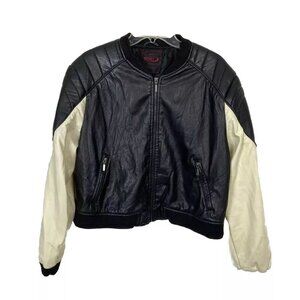 YOKI Womens Jacket Sz 2XL  Faux Leather Moto Biker 1980's Style
